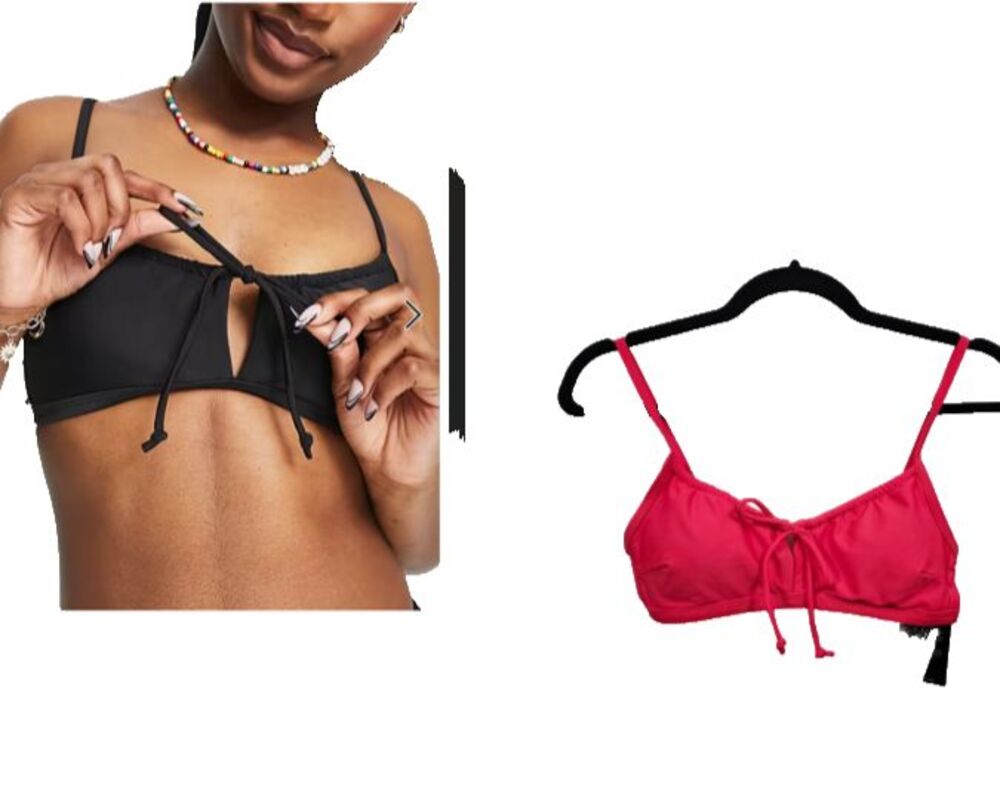 New Look cut out ruched detail bikini top in Coral NWT Womens Size US 4 UK 8